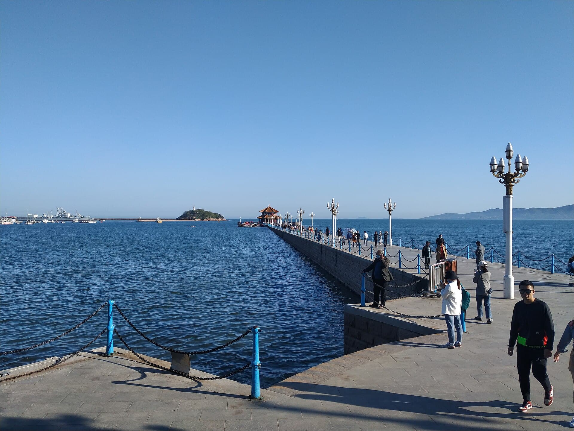 Zhanqiao pier and Little Qingdao Isle on the Qingdao waterfront