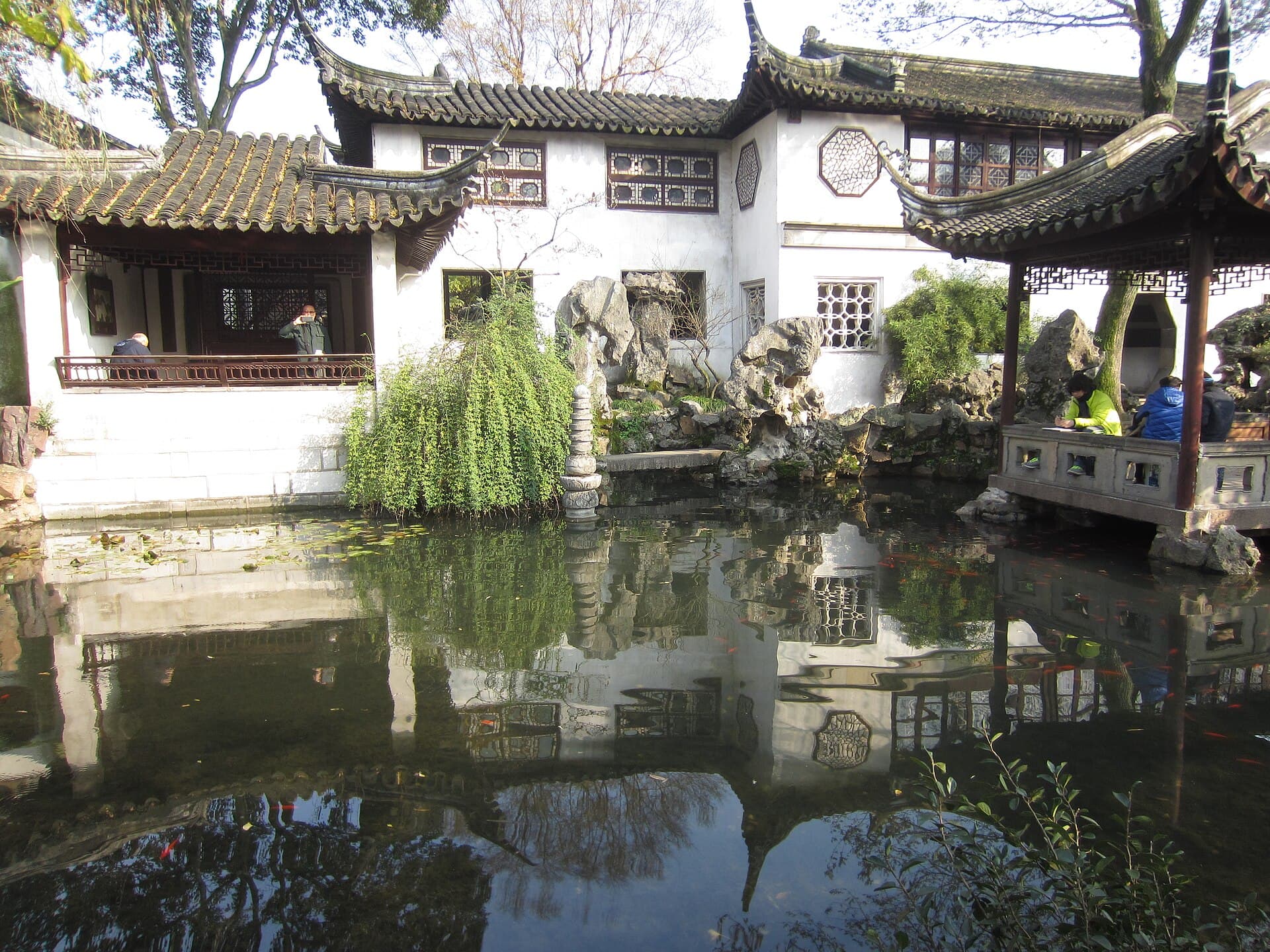 Classical garden scenery inside Lingering Garden in Suzhou
