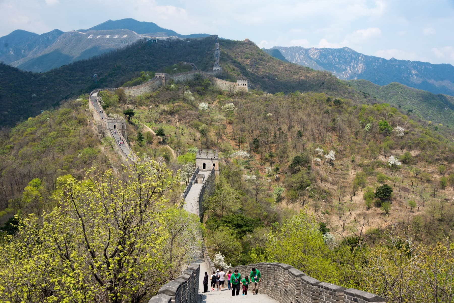 Great Wall at Mutianyu near Beijing winding over forested mountains